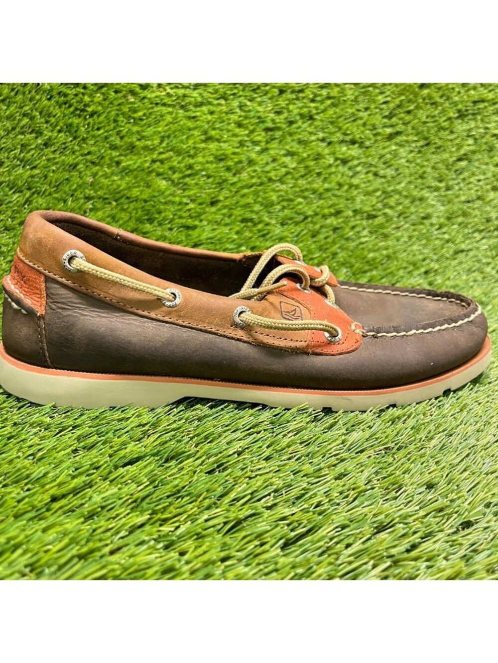 Sperry Top Sider Leeward 2-Eye Two Tone Mens Size 8 Brown Casual Boat Shoes